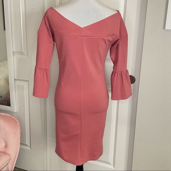 In Style Dusty Rose Off The Shoulder Body Con Dress size Large - Picture 6 of 13